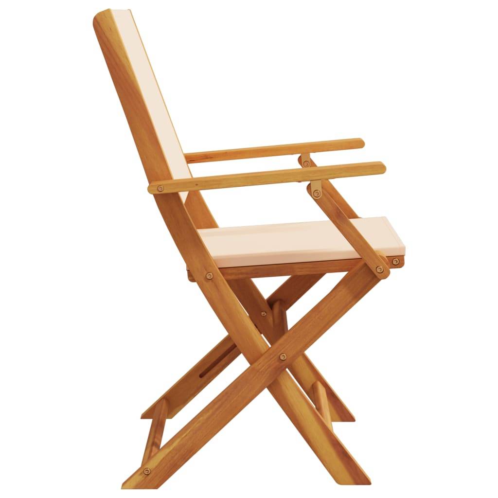 Lot de 4 Chaises de jardin | Chaise d'extérieur pliantes beige tissu et bois massif - Image 5