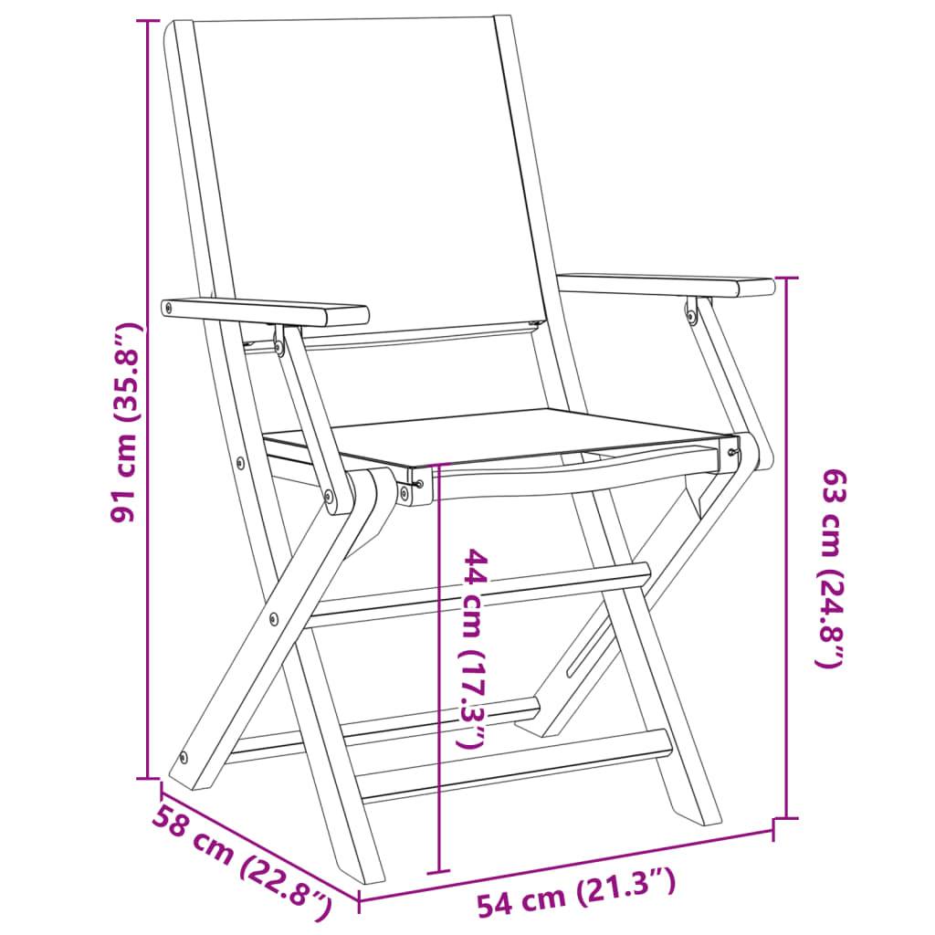 Lot de 4 Chaises de jardin | Chaise d'extérieur pliantes beige tissu et bois massif - Image 10