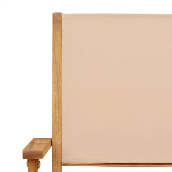 Lot de 4 Chaises de jardin | Chaise d'extérieur pliantes beige tissu et bois massif - Image 9