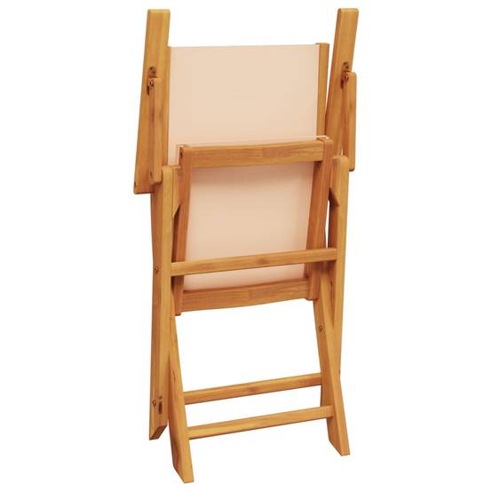 Lot de 4 Chaises de jardin | Chaise d'extérieur pliantes beige tissu et bois massif - Image 7