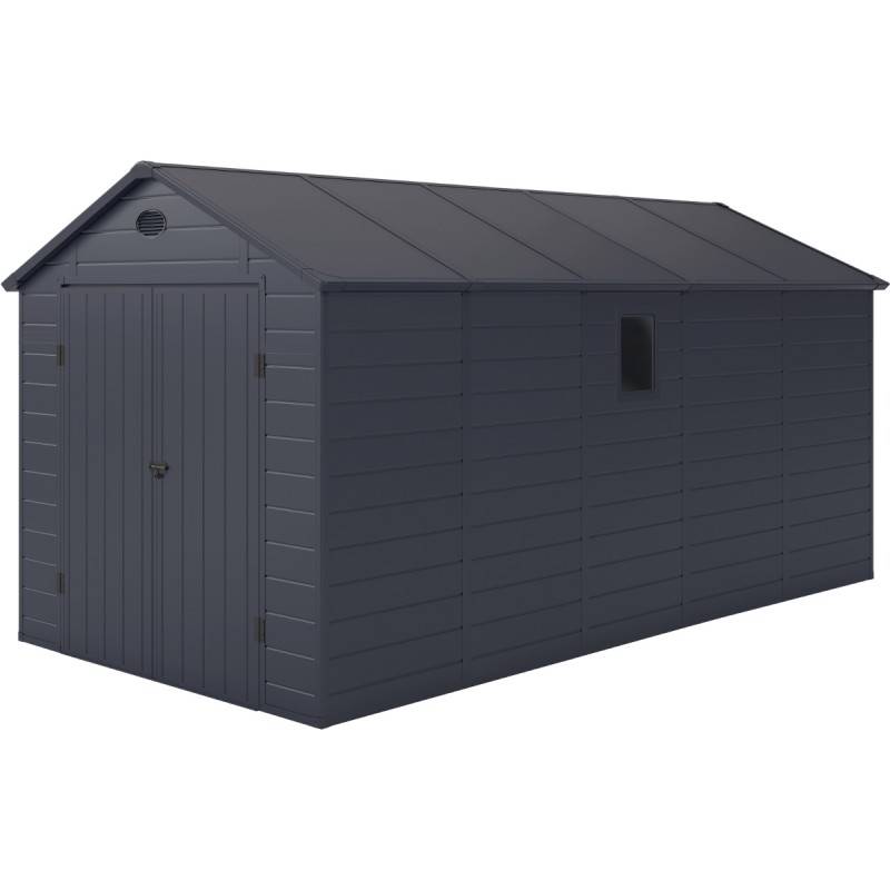 Abri de jardin résine anthracite 11m² avec kit de fondation et double porte Jôbu - Image 2