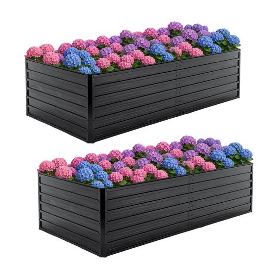 Lot de 2 Carrés potagers surélevés acier pour jardin potager anti-rouille 219x112x64cm Noir - ComfortXL Outdoor Living - Image 8
