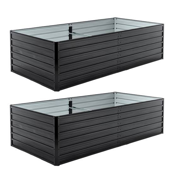 Lot de 2 Carrés potagers surélevés acier pour jardin potager anti-rouille 219x112x64cm Noir - ComfortXL Outdoor Living - Image 7