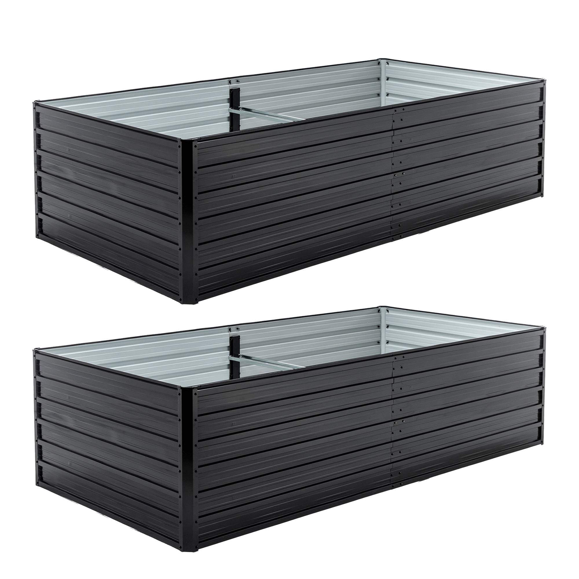Lot de 2 Carrés potagers surélevés acier pour jardin potager anti-rouille 219x112x64cm Noir - ComfortXL Outdoor Living - Image 7