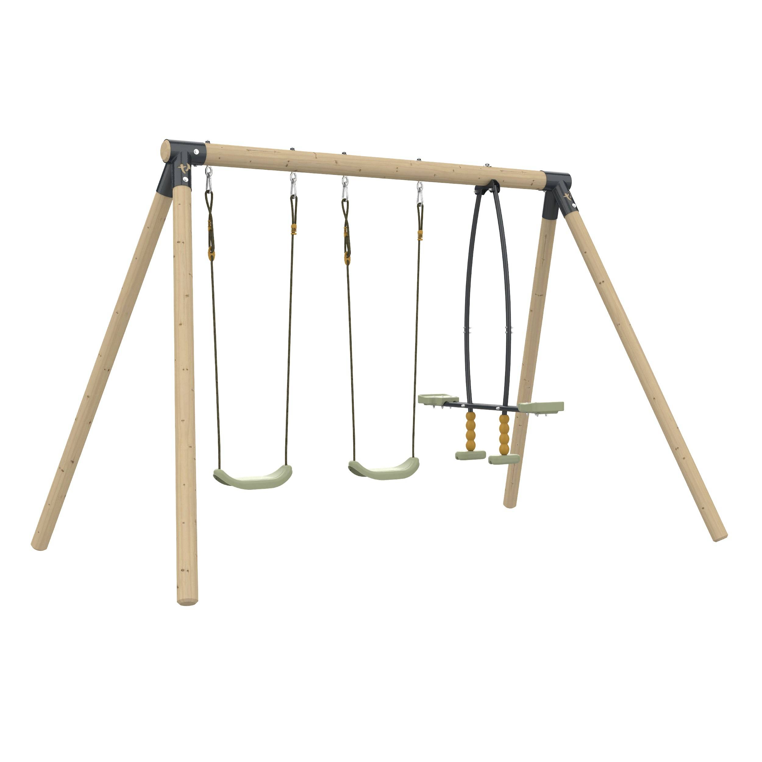 Portique ANÉMONE 2 balançoires - vis-à-vis - kit d'ancrage - bois FSC® h190 cm - Image 2