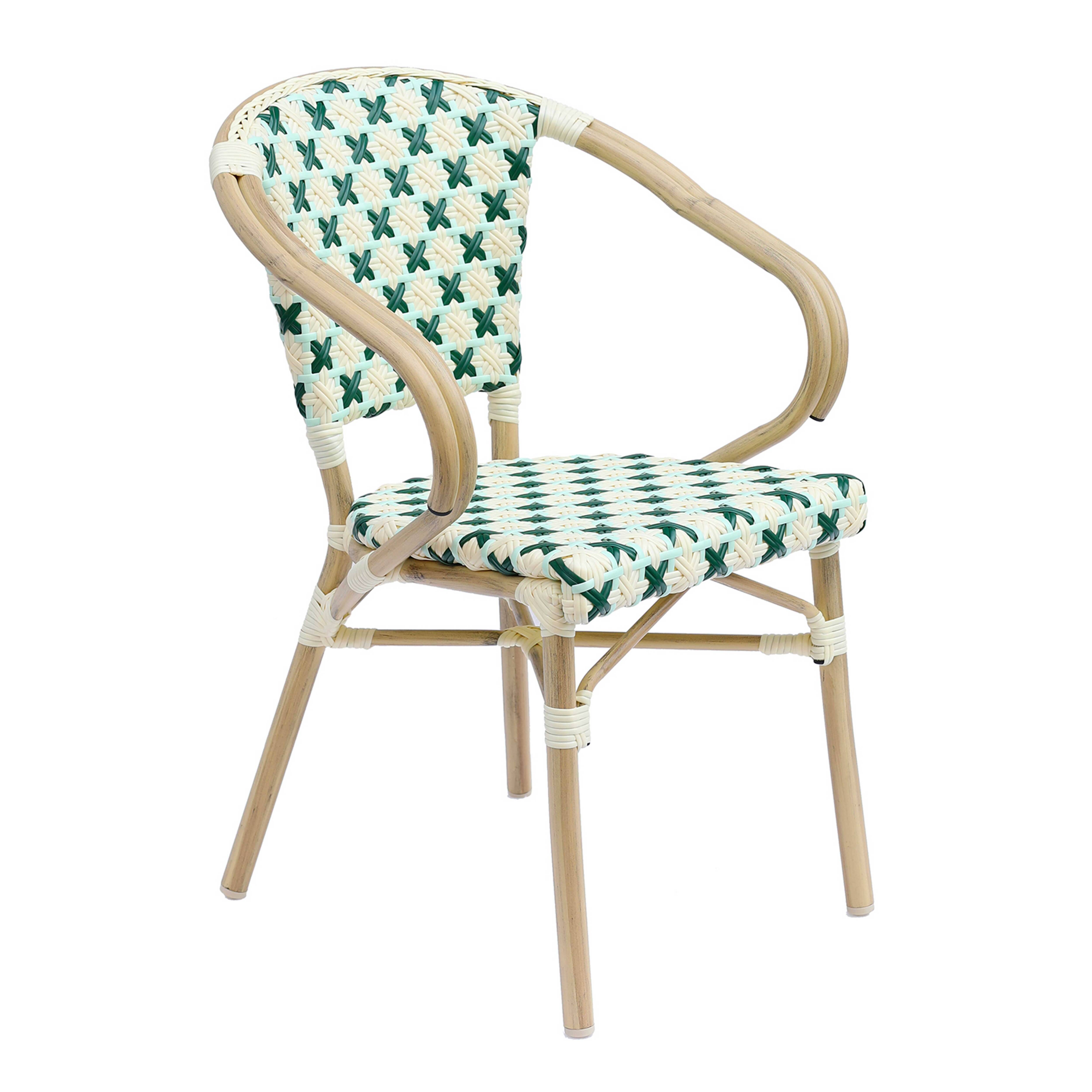 Oviala - Ensemble table de terrasse marbre blanc et 2 chaises vert Montmartre - Oviala - Image 6