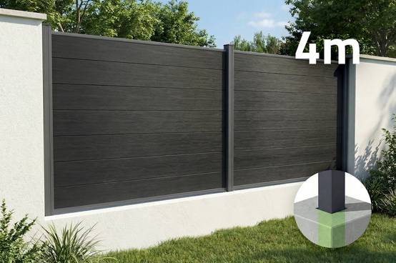 Casanoov Clôture composite Stockhorn 4 m, hauteur 150 cm, à installer dans le sol, gris - Image 1