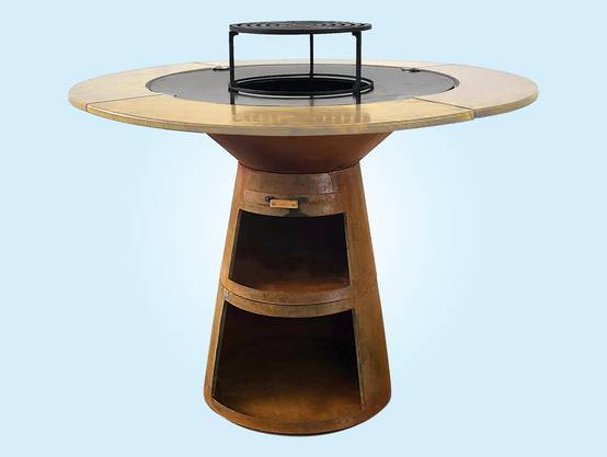 Purline - Barbecue Braséro charbon acier corten cuivré avec planche bois EFP59CO – Purline - Image 7