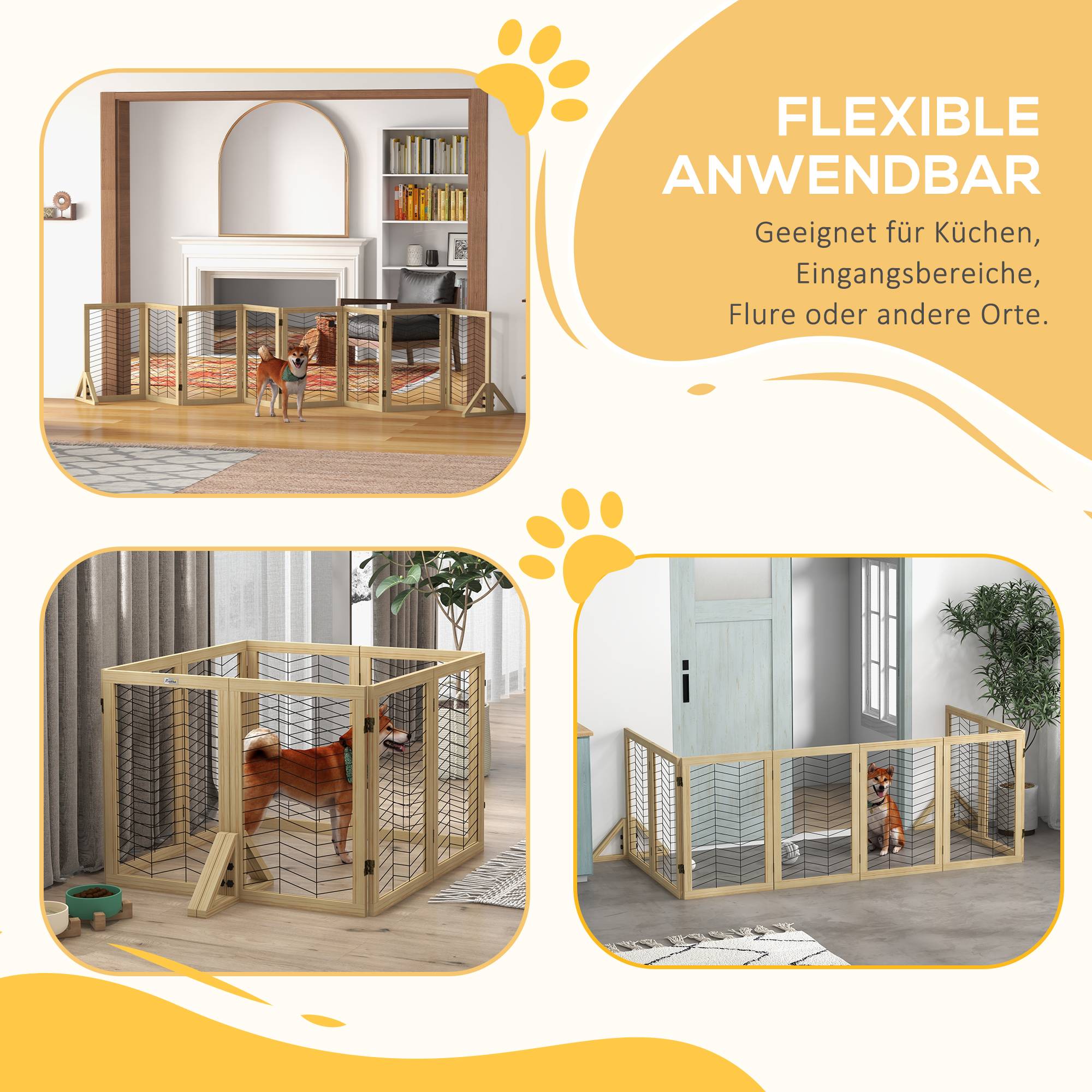 Sans Marque - Barrière pour chien pliante, pin, 375x44x70 cm, bois naturel - Image 8