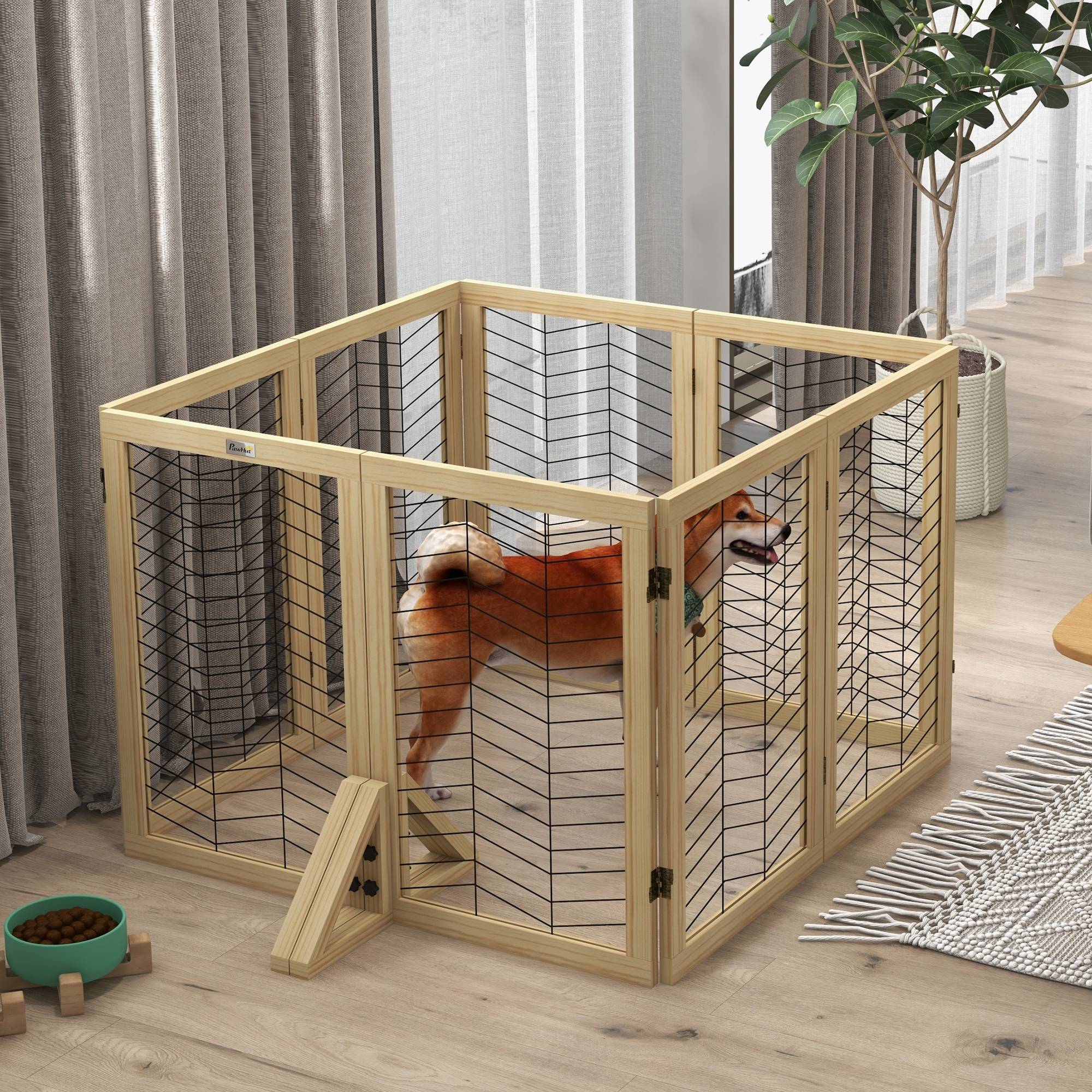 Sans Marque - Barrière pour chien pliante, pin, 375x44x70 cm, bois naturel - Image 10