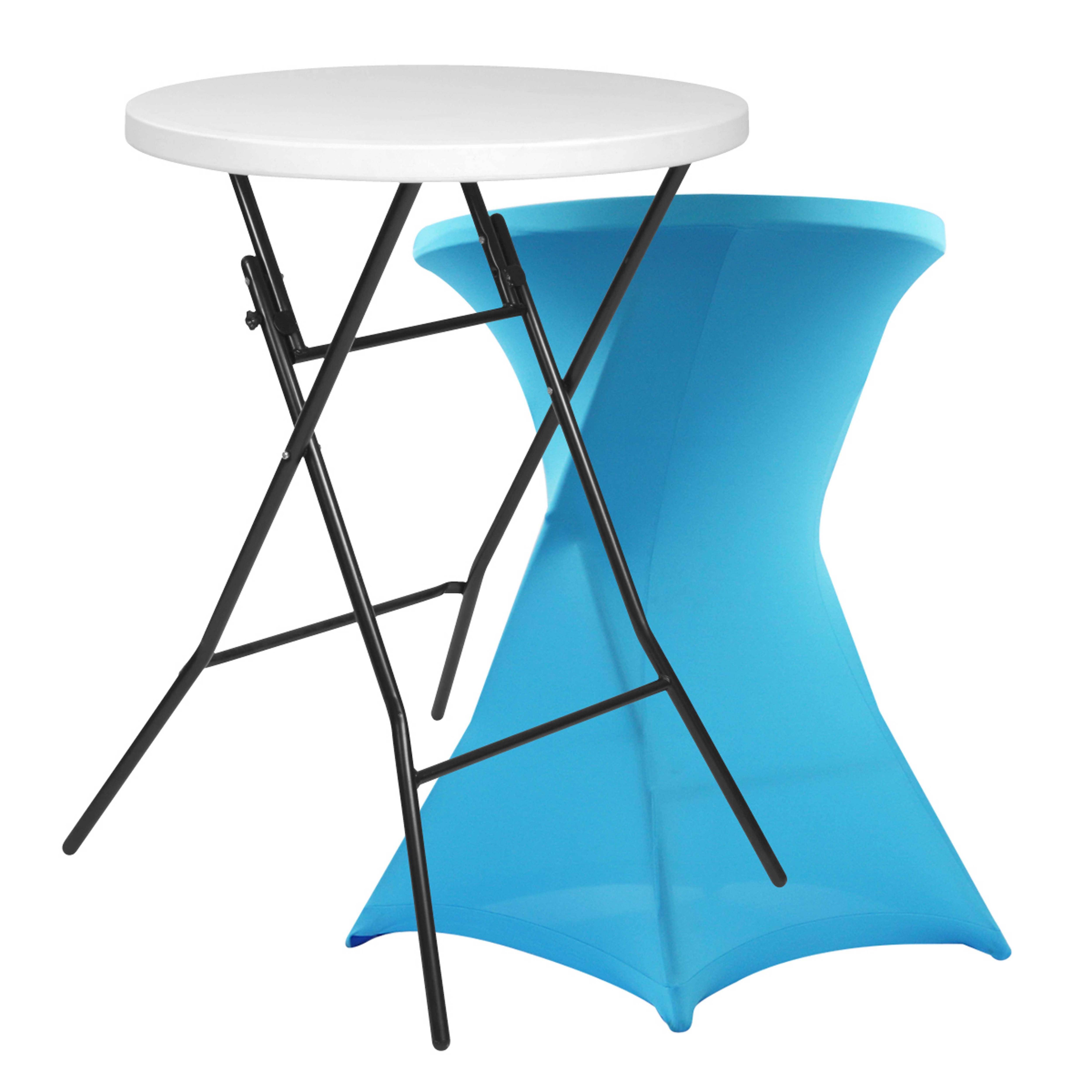 Oviala - Table haute pliante et housse bleue Pack spécial salon - Oviala - Image 1