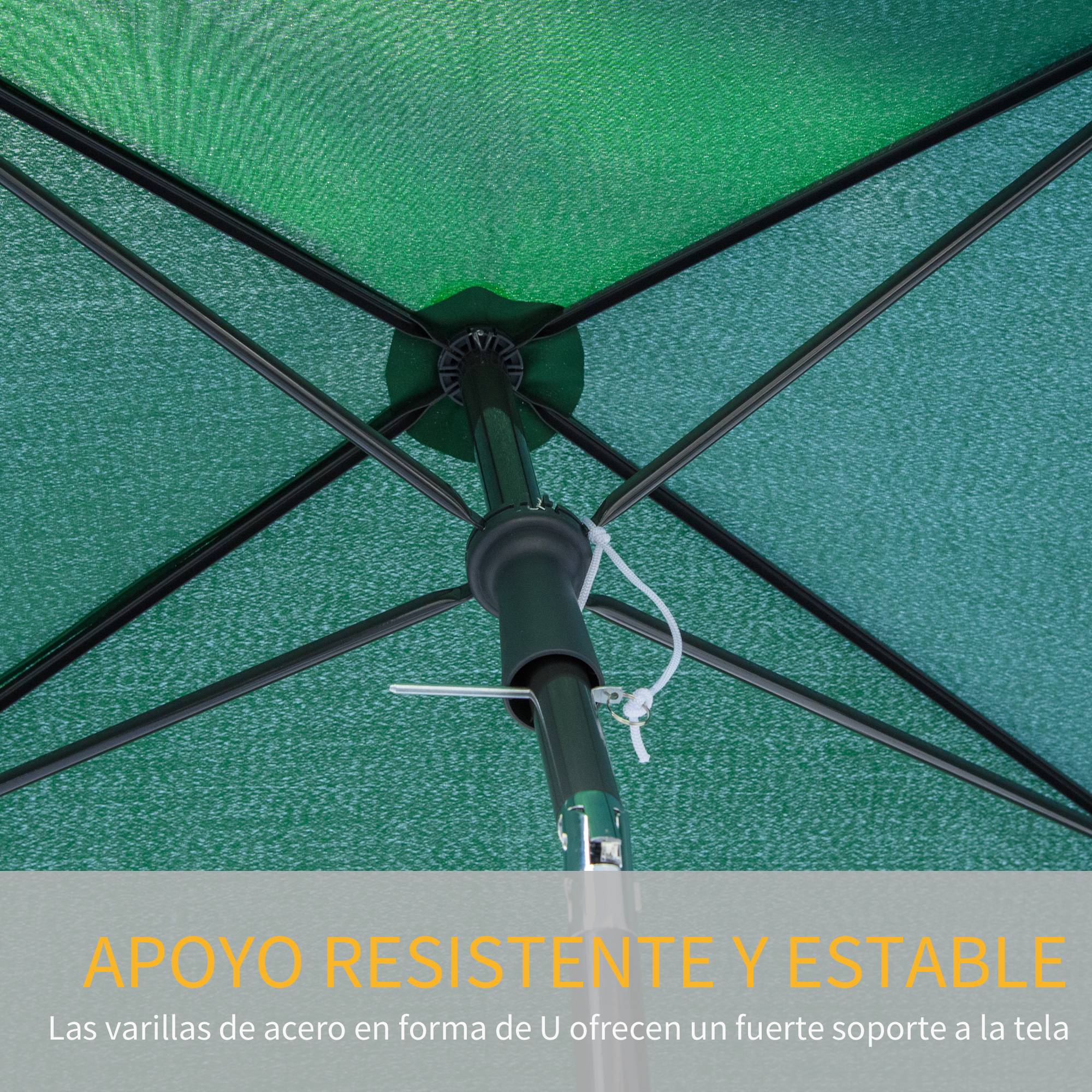 ComfortXL - Parasol Rectangulaire Aluminium pour Balcon Jardin Inclinable Vert 198x130 cm - ComfortXL Outdoor Living - Image 8