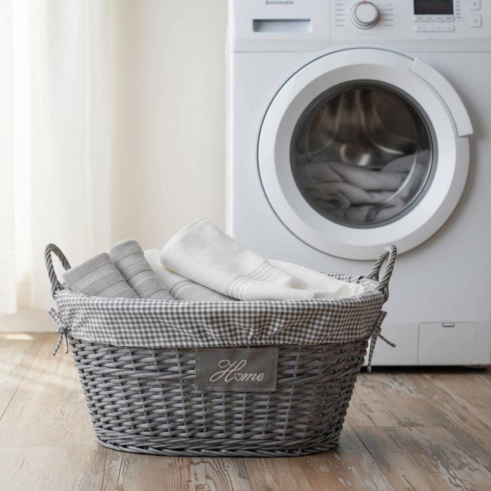 Aubry Gaspard - Corbeille à linge Home en osier et coton - Image 2