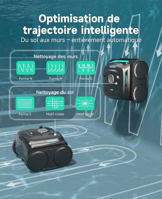Robot de Piscine Sans Fil Wybot C2 - Double Filtration Ultra-Fine - Batterie grande autonomie - Application Smartphone - Image 6