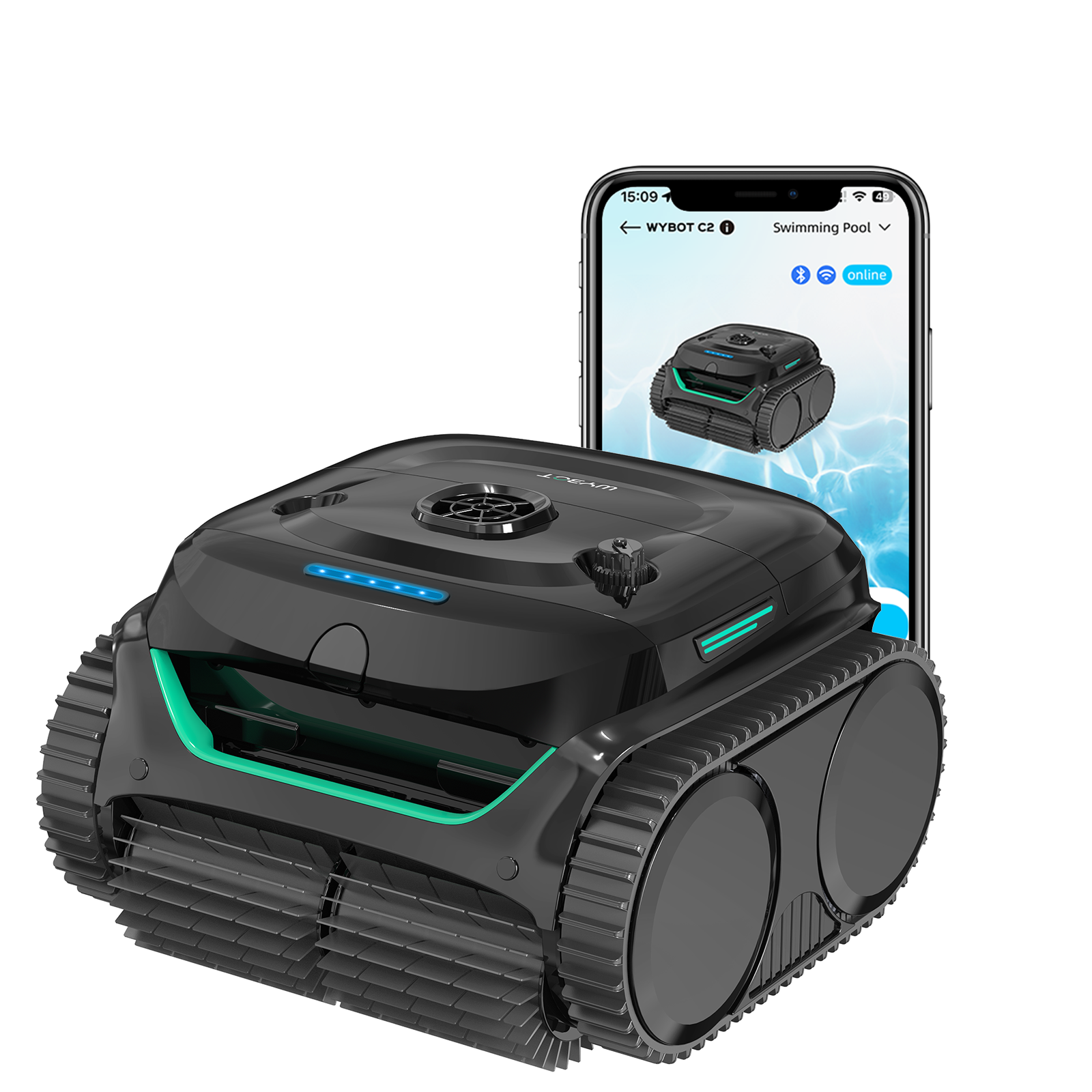 Robot de Piscine Sans Fil Wybot C2 - Double Filtration Ultra-Fine - Batterie grande autonomie - Application Smartphone - Image 1