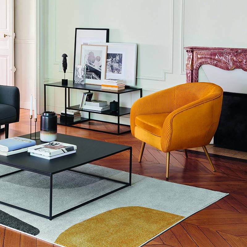 Fauteuil velours jaune Solaro Atmosphera - Image 2