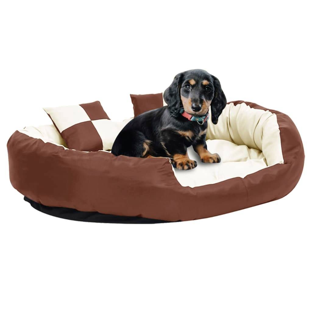 Vidaxl - Coussin réversible lavable de chien Marron et crème 110x80x23cm vidaXL 171213 - Image 1