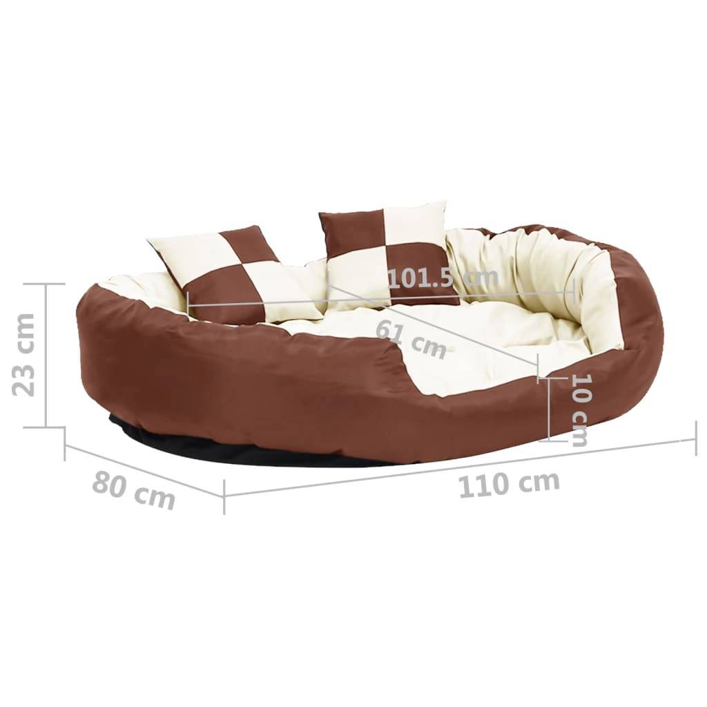 Vidaxl - Coussin réversible lavable de chien Marron et crème 110x80x23cm vidaXL 171213 - Image 3