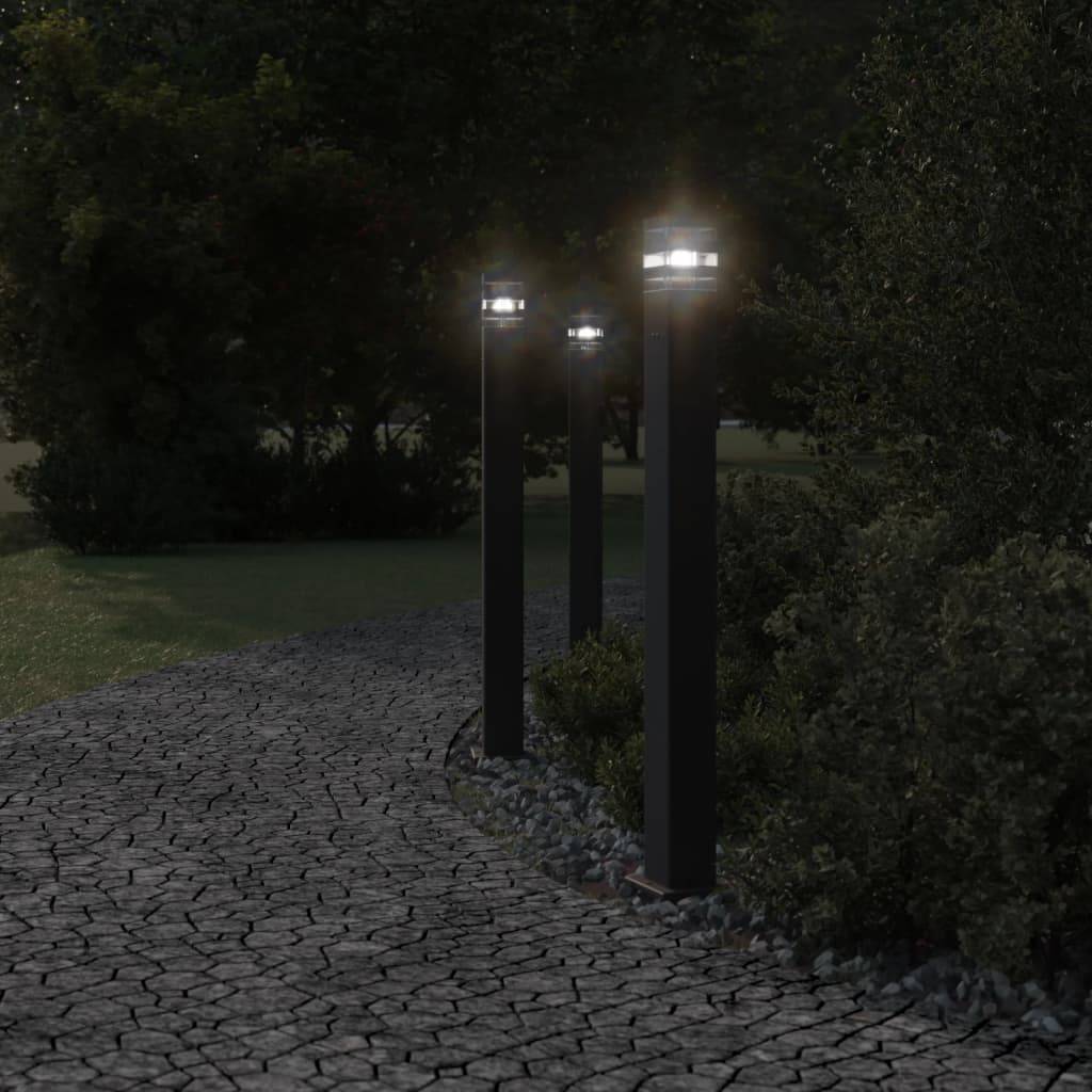 Lampadaire de jardin - Lampadaire d'extérieur avec sortie noir 110 cm aluminium - Image 3