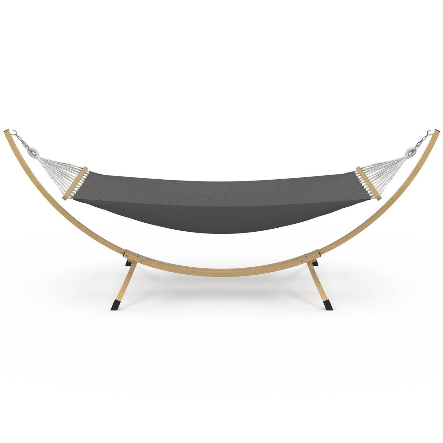 IDMARKET - Hamac XL avec support métal effet bois et toile grise - Image 3