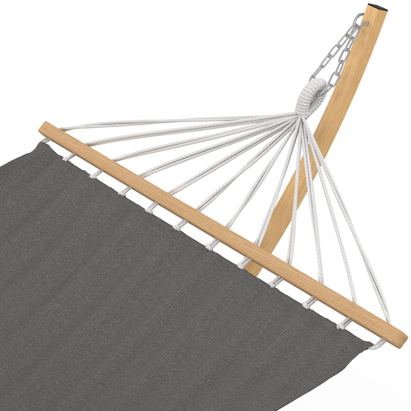 IDMARKET - Hamac XL avec support métal effet bois et toile grise - Image 5