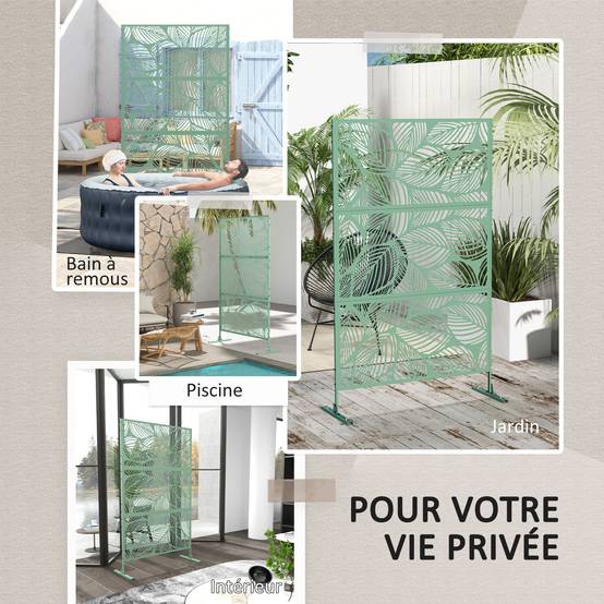 Paravent extérieur acier vert 122 x 45 x 198 cm - PANGIVO - Image 8