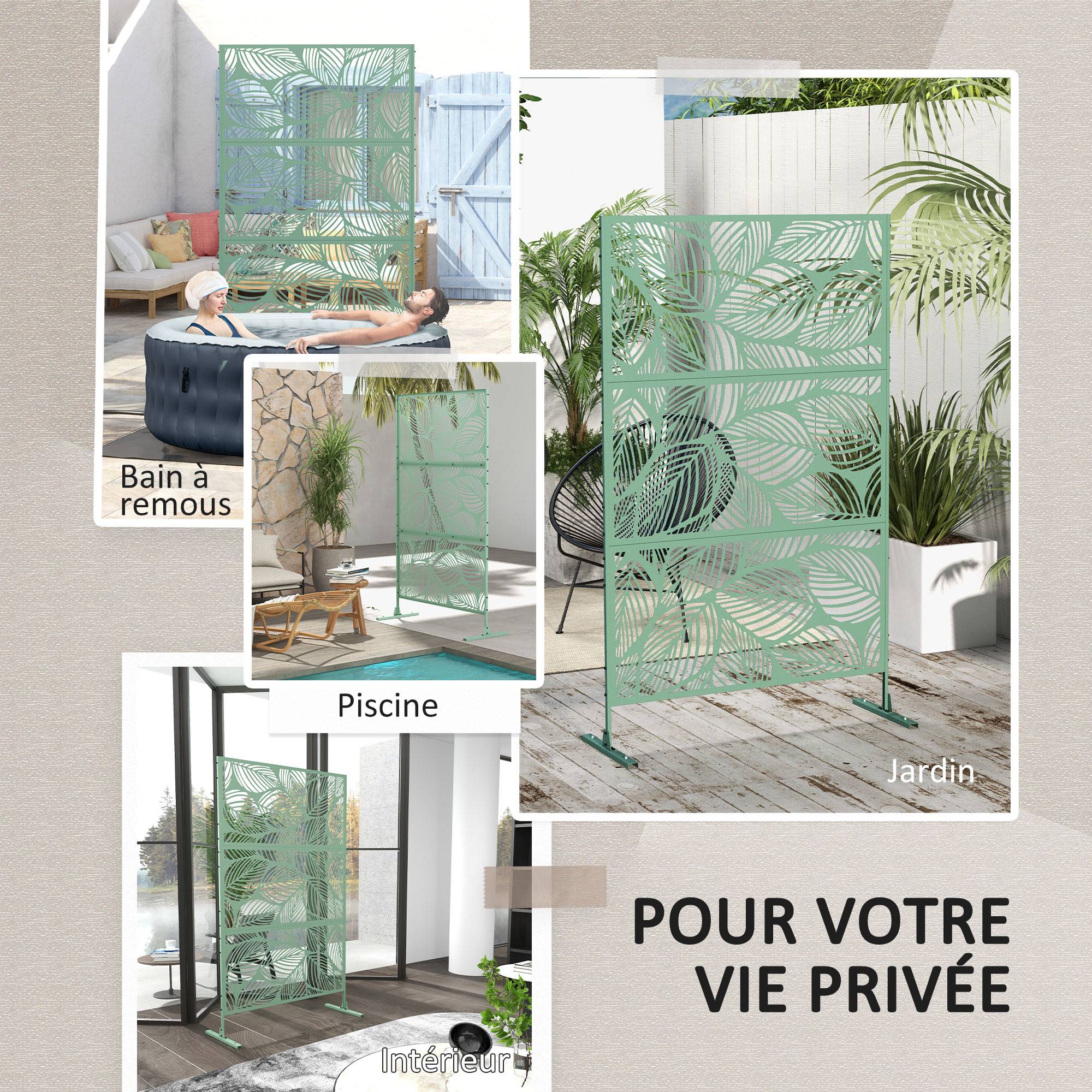 Paravent extérieur acier vert 122 x 45 x 198 cm - PANGIVO - Image 8