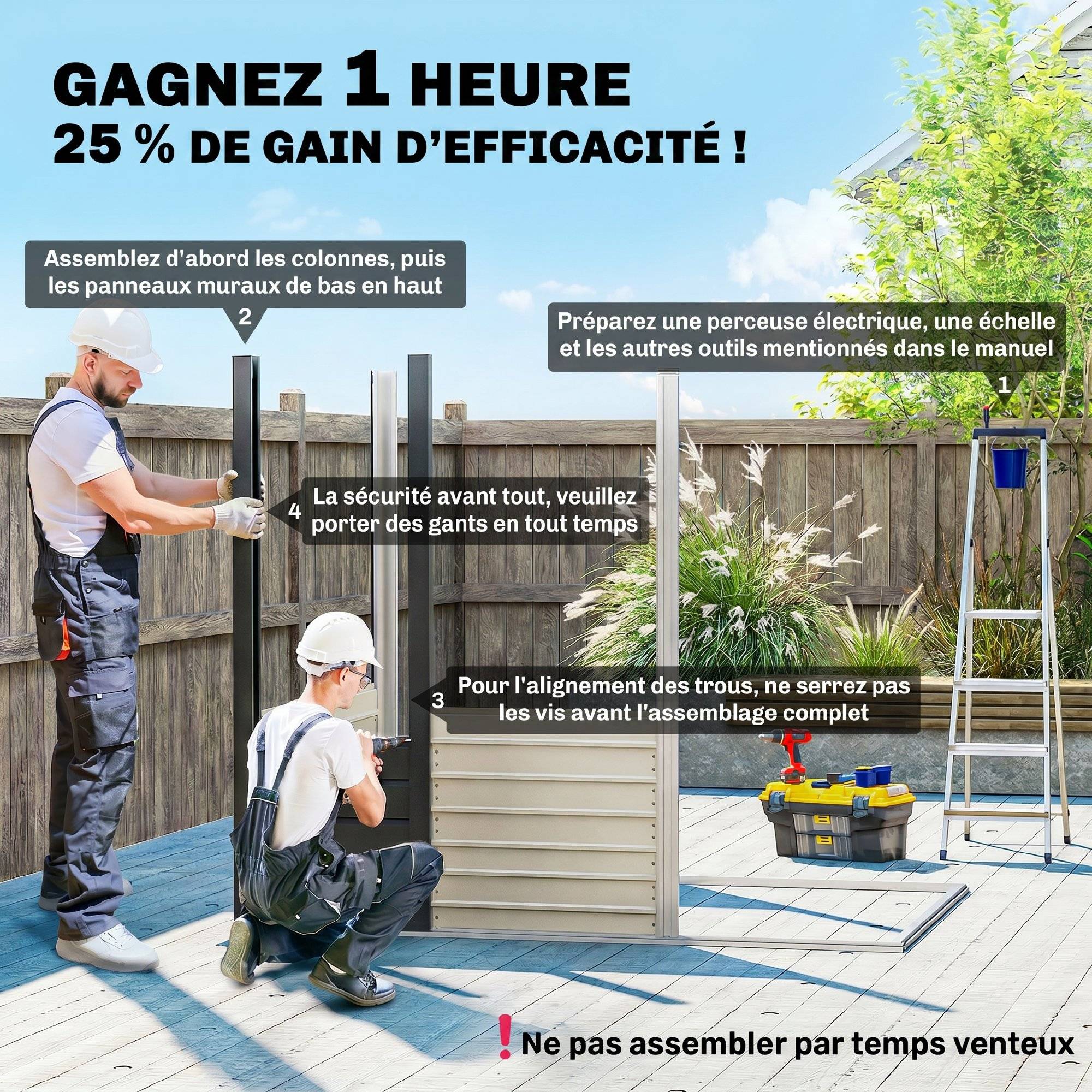 Sans Marque - Abri de jardin 2,3m² - pour Outils - cabanon Porte verrouillable - dim. 191L x 130P x 166,5-183H cm - acier - Image 6