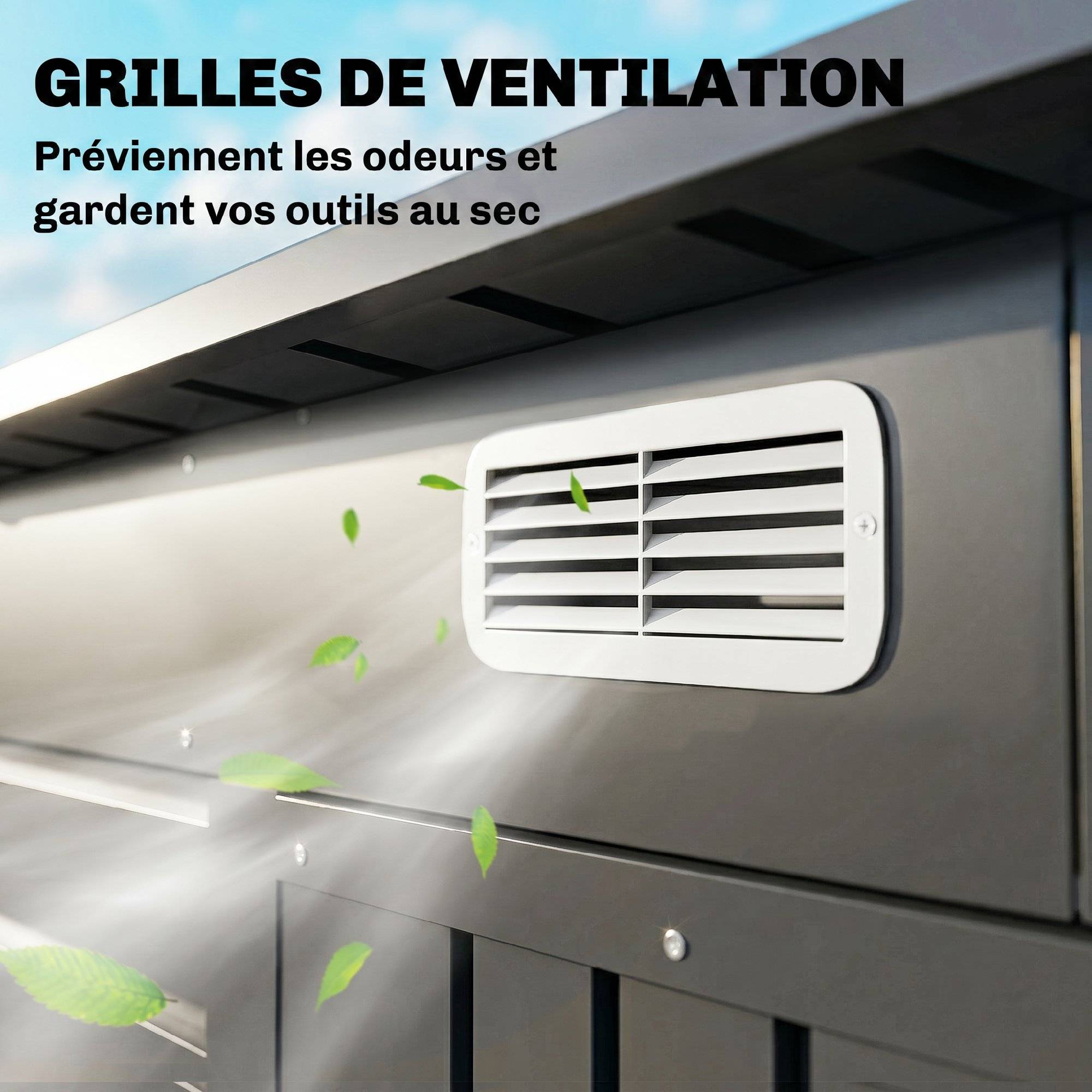 Sans Marque - Abri de jardin 2,3m² - pour Outils - cabanon Porte verrouillable - dim. 191L x 130P x 166,5-183H cm - acier - Image 9