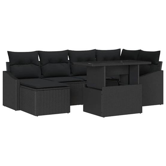 ComfortXL - Salon de Jardin Noir 7 Pièces avec Repose-Pieds Résine et Acier Laqué – ComfortXL Outdoor Living - Image 2