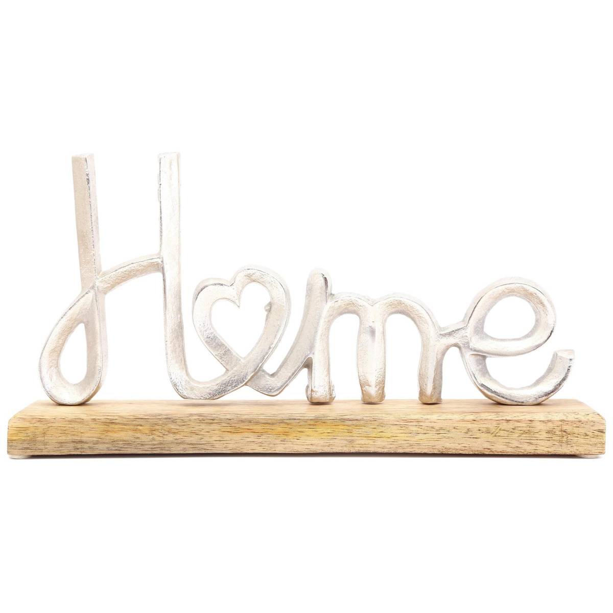 Sil - Décoration à poser en aluminium et bois de manguier 32 x 19 cm Home