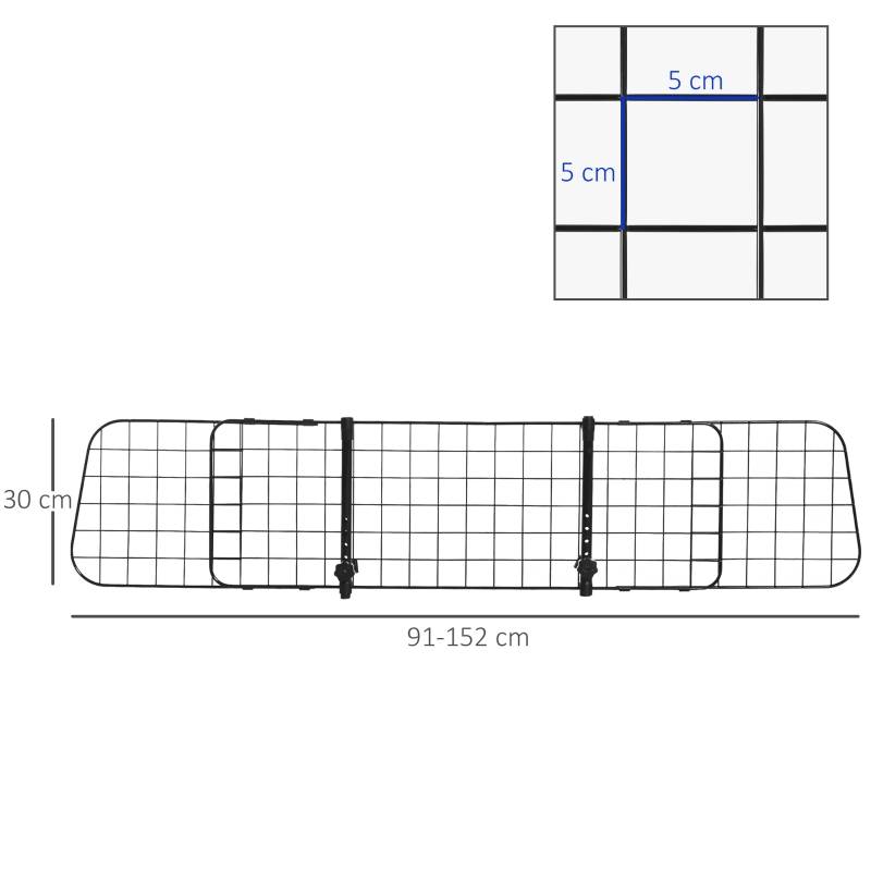 PANGIVO - Grille de séparation chien voiture coffre 91-152 x 0.6 x 30 cm métal noir - PANGIVO - Image 3