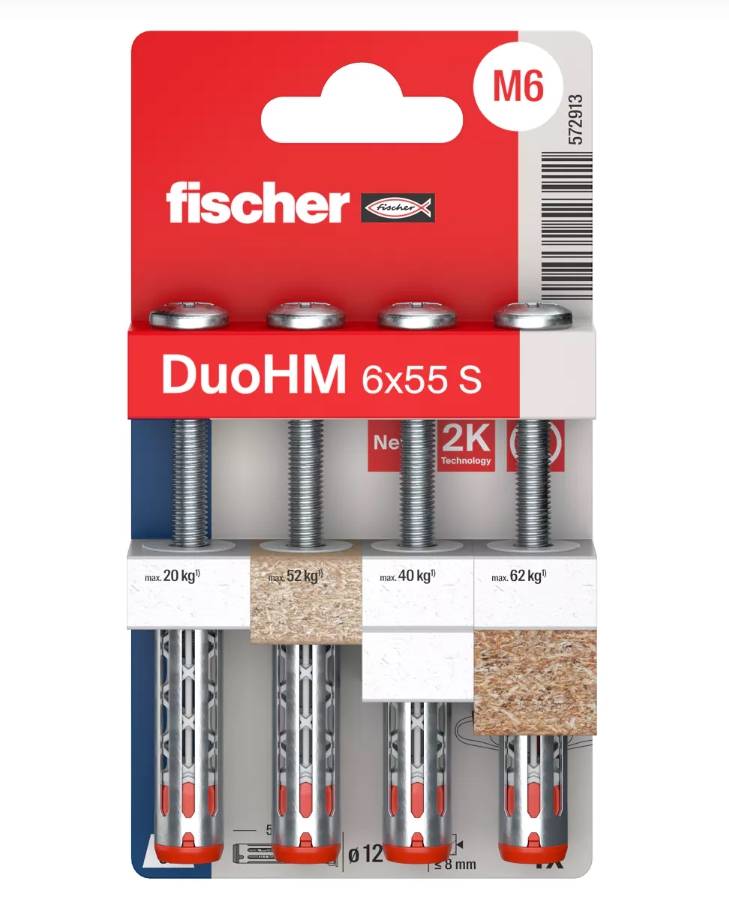 Fischer - Chevilles métallique pour corps creux DuoHM 6X55 embout PZ - FISHER - 572913