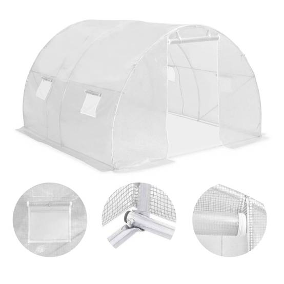 Serre Tunnel Jardin Acier Galvanisé PE 170g Protection Cultures 9m² Blanc - ComfortXL Outdoor Living - Image 6
