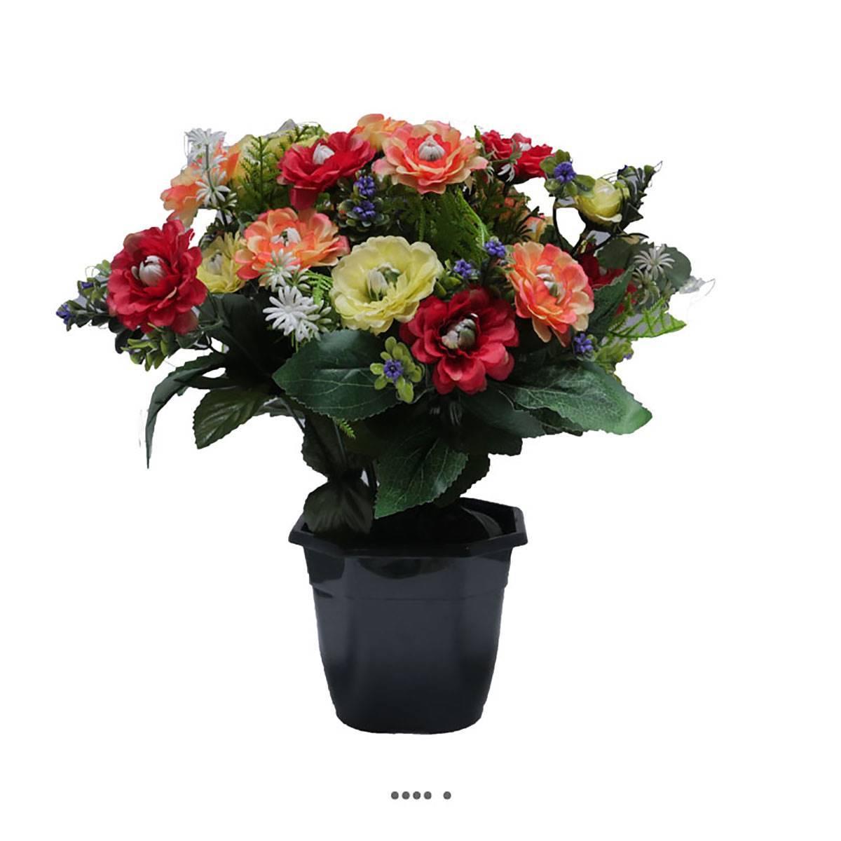 Artificielles - Pot fleurs artificielles pour le cimetière renoncules fleurettes H 36 cm D 30 cm Multicouleur - couleur: Multi 010 - Image 2