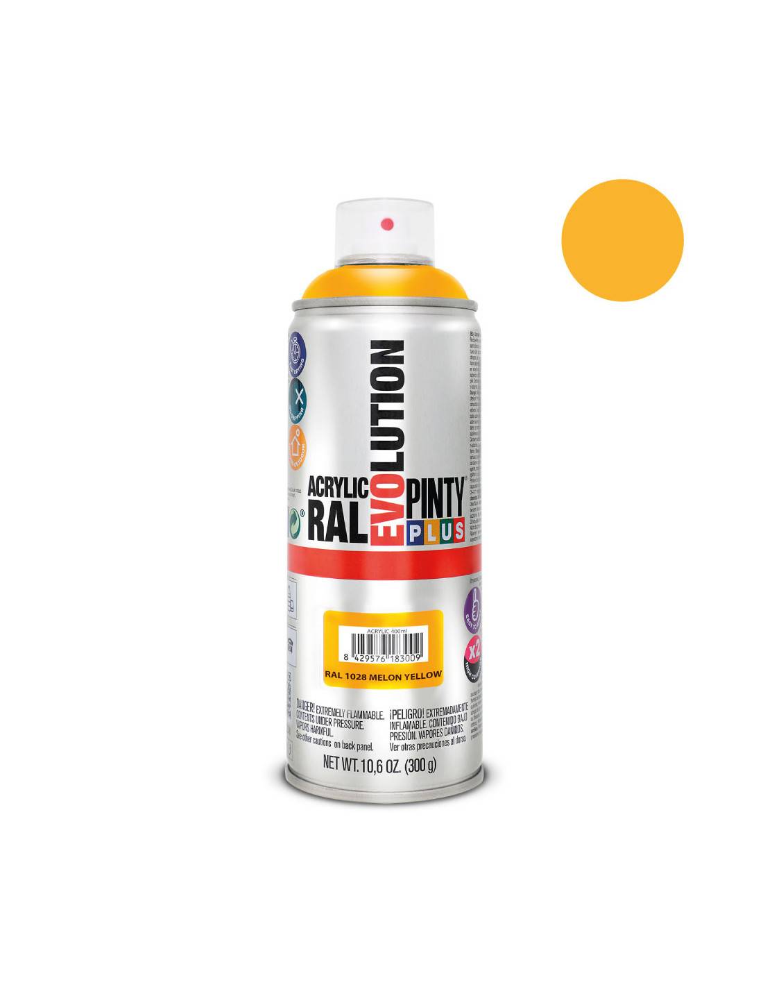 Peinture En Aérosol Pintyplus Evolution 520cc Ral 1028 Jaune Melon - Image 2