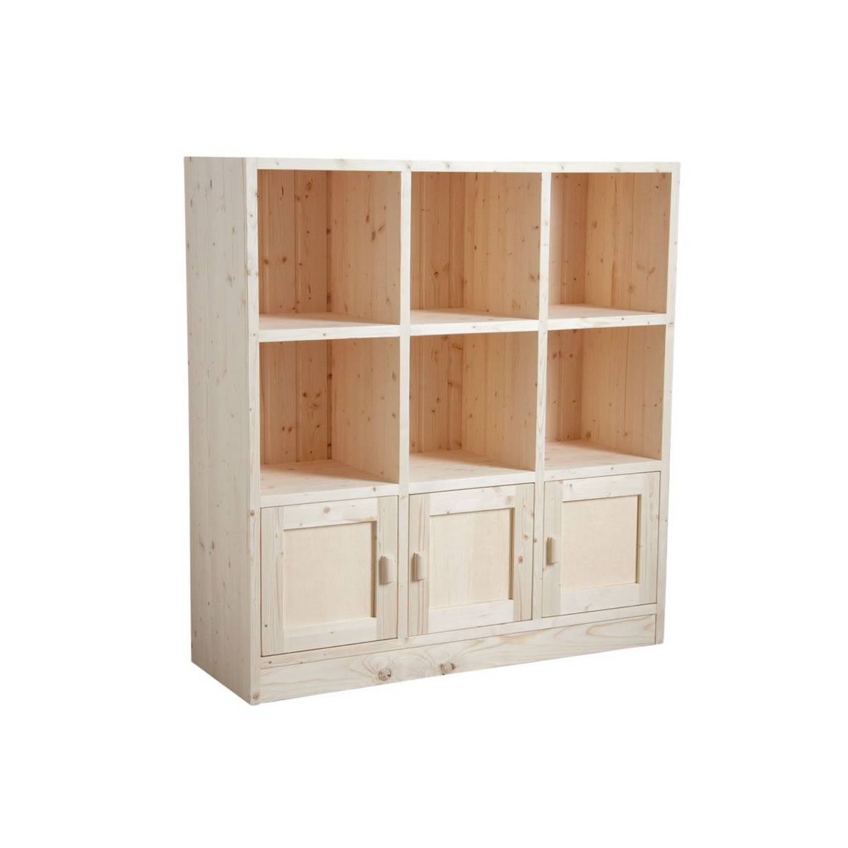 Aubry Gaspard - Bibliothèque 6 cases 3 portes en épicéa brut - Image 1