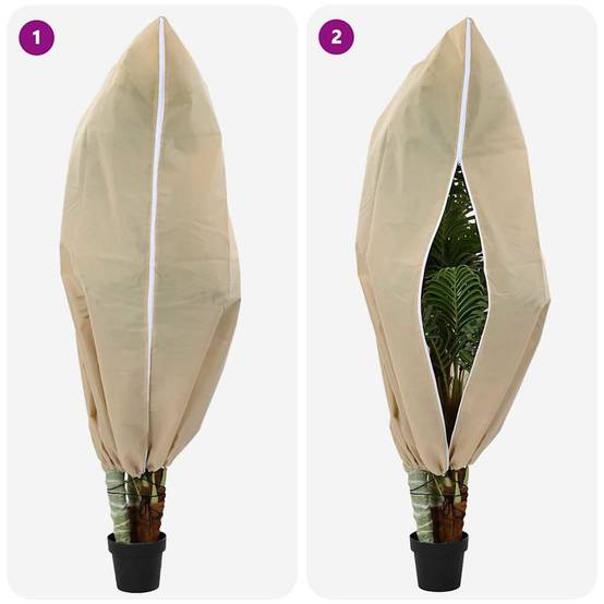 Lot de 5 Housses d'Hivernage Polaire Tissu Non Tissé Anti-Gel avec Zip pour Jardin Beige 1.55x1m – ComfortXL Outdoor Living - Image 7
