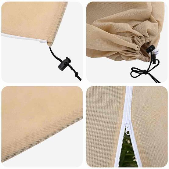 Lot de 5 Housses d'Hivernage Polaire Tissu Non Tissé Anti-Gel avec Zip pour Jardin Beige 1.55x1m – ComfortXL Outdoor Living - Image 8