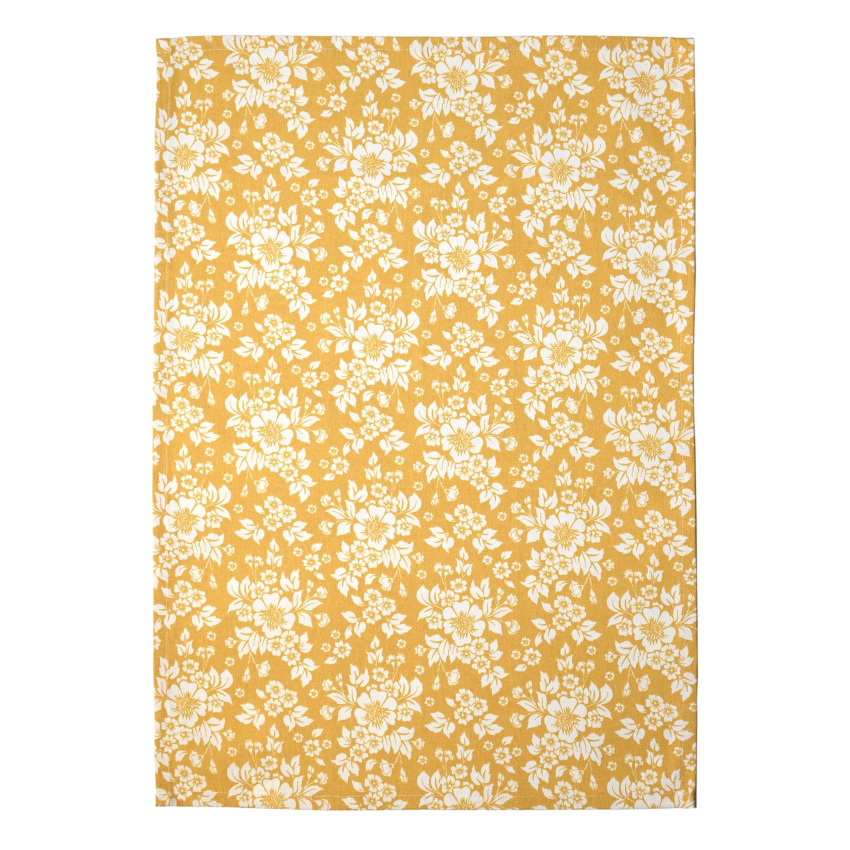 Home Maison - Torchon de cuisine en coton à motif floral imprimé - HOME MAISON - Coton - Jaune moutarde - Image 2
