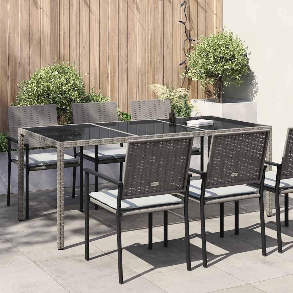 PANGIVO - Table de jardin résine tressée verre trempé gris 190 x 90 x 75 cm, Poids :33.4kg - PANGIVO - Image 1