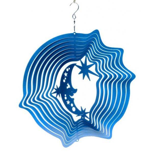 Mobile à vent lune & étoiles bleu 15cm Petit modèle Spin-Art Spinners