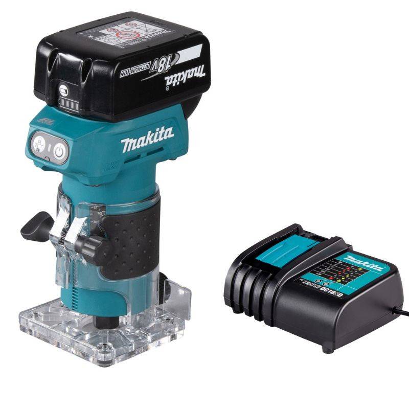 Makita - Affleureuse 18V Ø6mm LXT - MAKITA - avec 1 batterie 18v 3,0 Ah - chargeur - DRT52SF