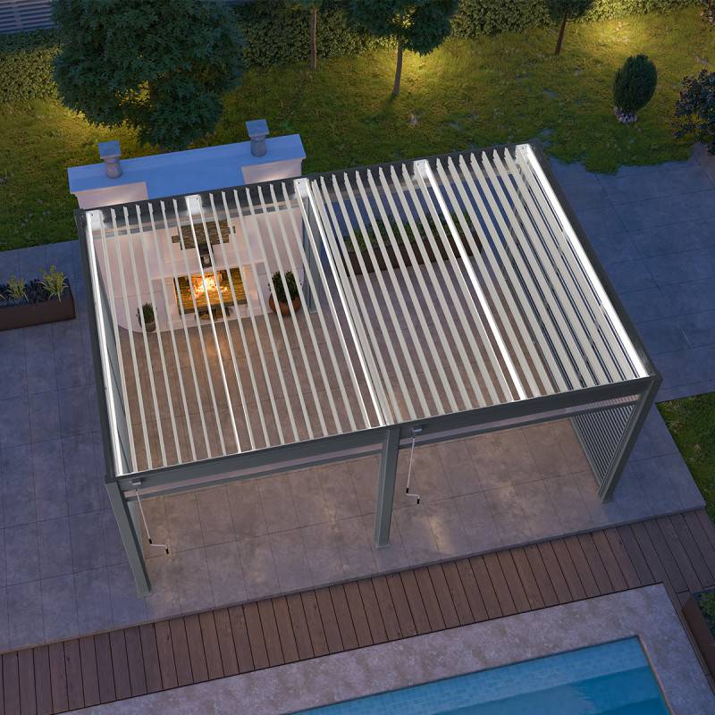 Ombrea - Pergola bioclimatique Ombréa autoportante VS - 4X6M bicolore + 2 stores Blancs - Image 4
