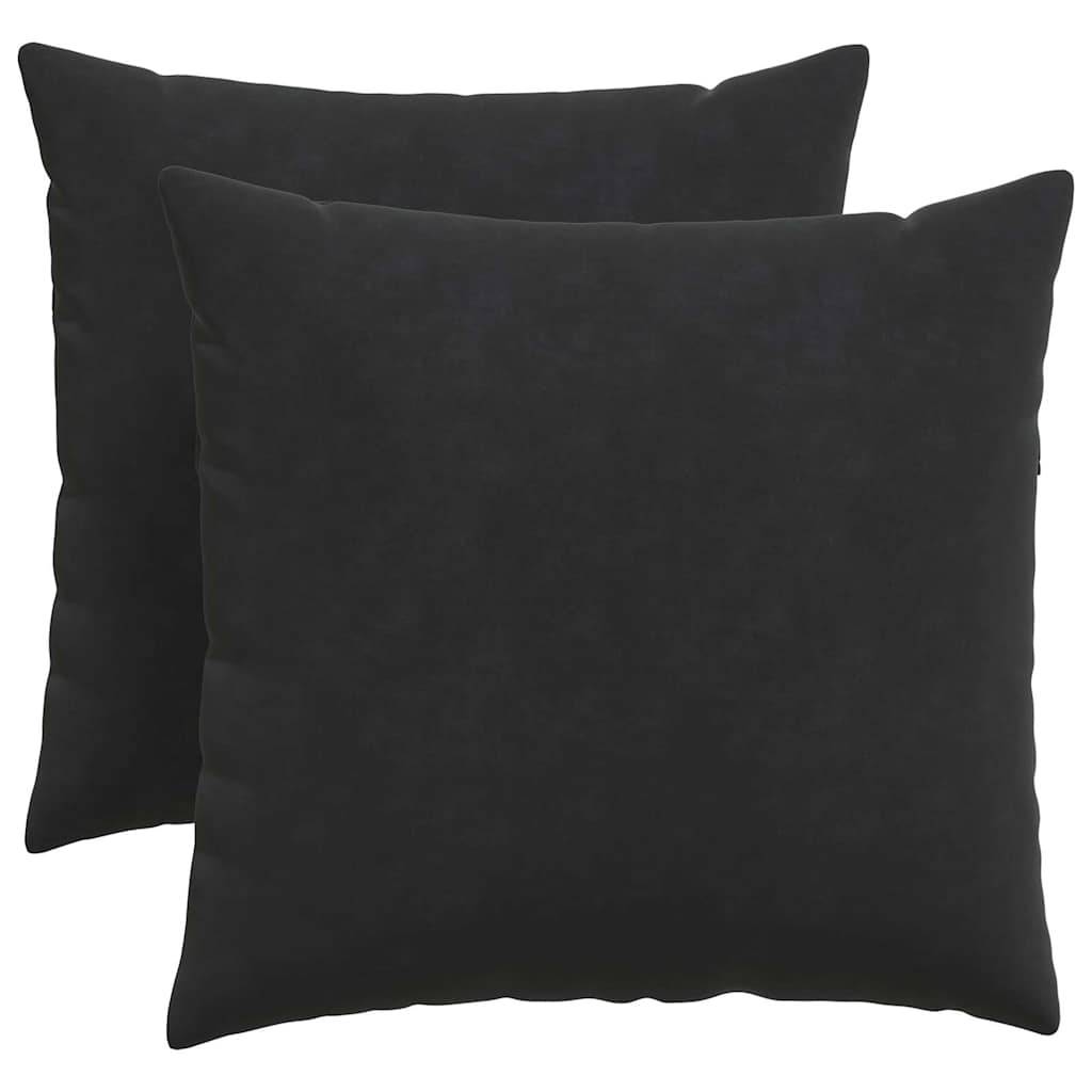 Paire de Coussins Velours Côtelé avec Housses Amovibles pour Canapé et Fauteuil Noir 50x50 cm – ComfortXL Outdoor Living - Image 2