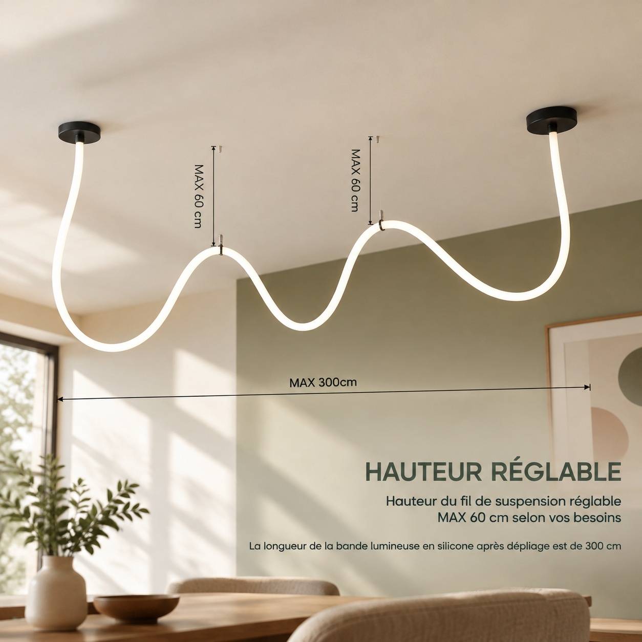 Plafonnier LED 68W Télécommande Dimmable 3000K-6000K Flexible - Image 6