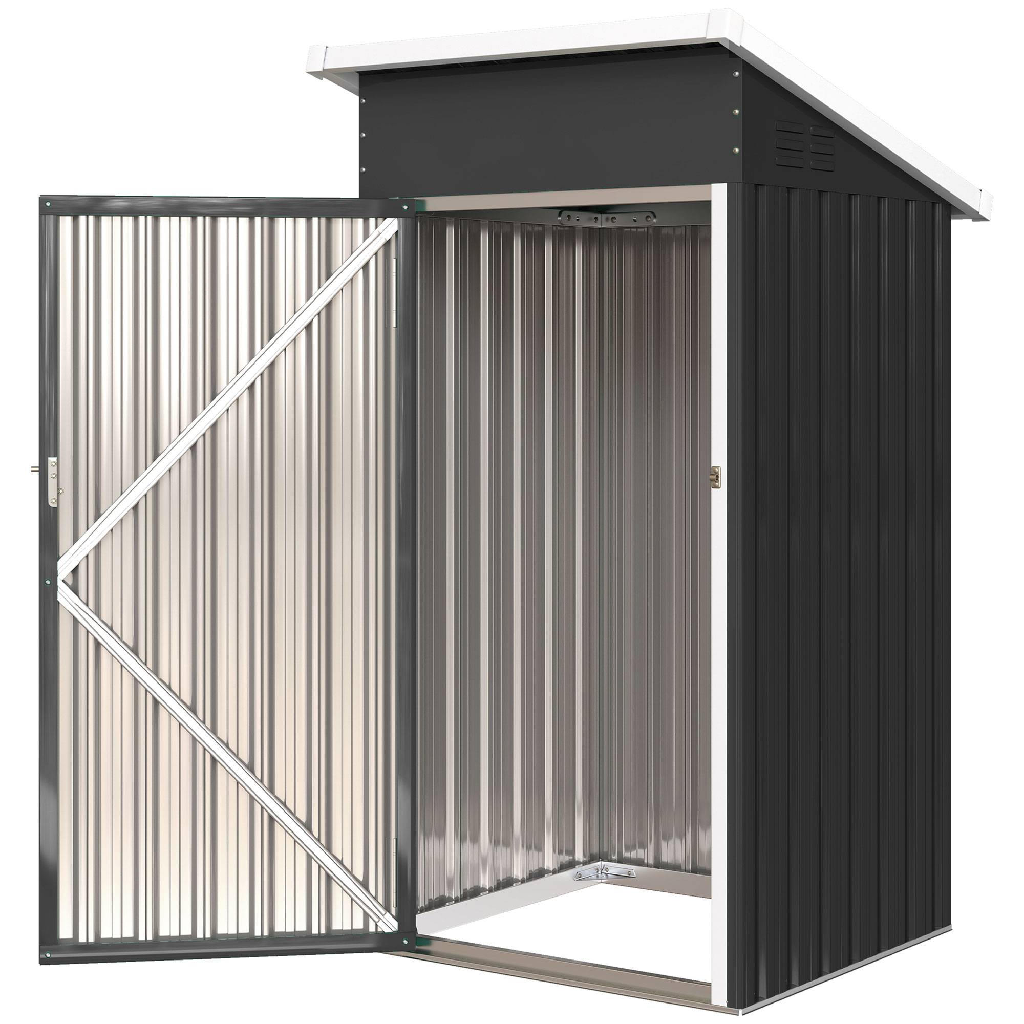 Sans Marque - Abri jardin extérieur métal gris 0,74m² 107,5x91x185 cm toit incliné porte verrouillable ventilation - Image 2