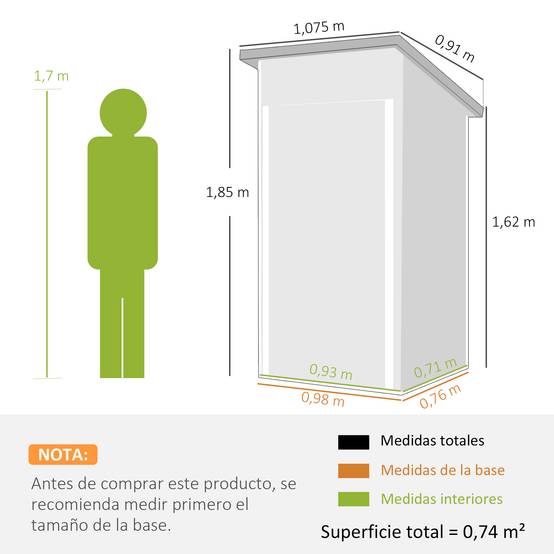 Sans Marque - Abri jardin extérieur métal gris 0,74m² 107,5x91x185 cm toit incliné porte verrouillable ventilation - Image 5