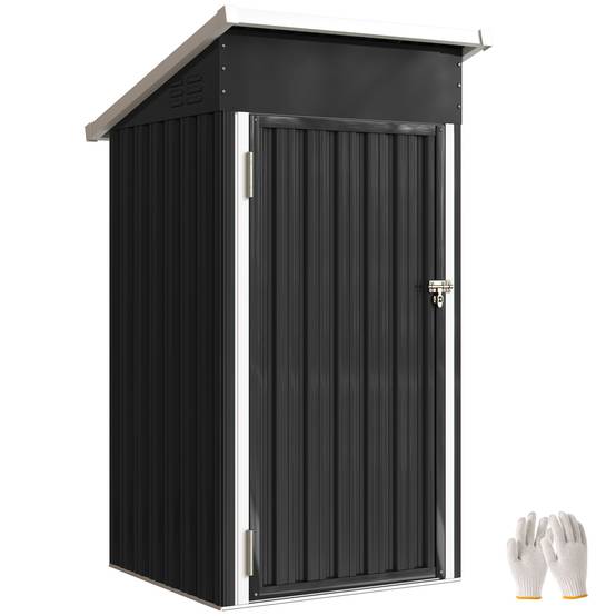 Sans Marque - Abri jardin extérieur métal gris 0,74m² 107,5x91x185 cm toit incliné porte verrouillable ventilation - Image 1