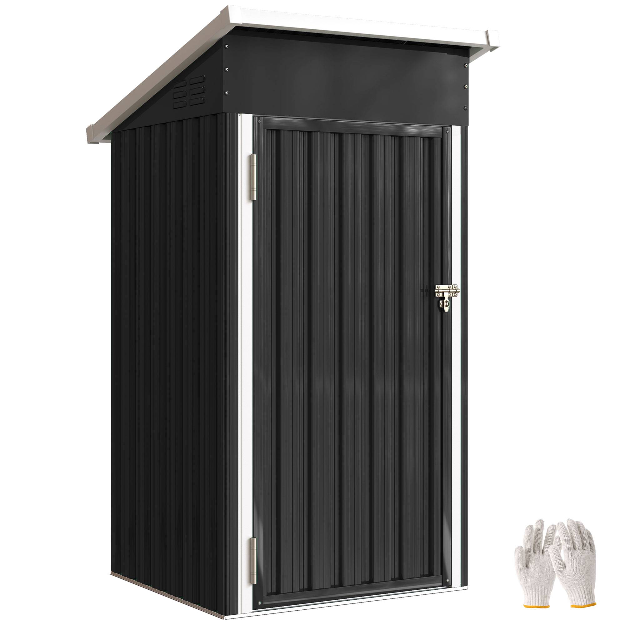 Sans Marque - Abri jardin extérieur métal gris 0,74m² 107,5x91x185 cm toit incliné porte verrouillable ventilation - Image 1